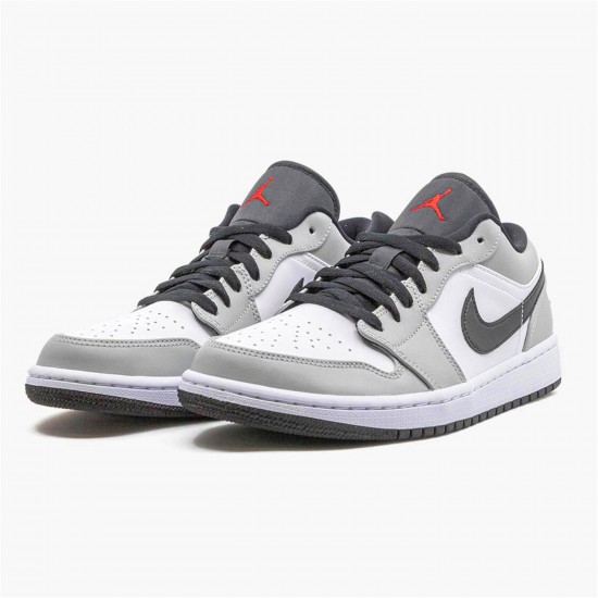 KicksOnFire Jordan 1 Low Light Smoke Grey Light Smoke Grey/Gym Red-White 553558-030