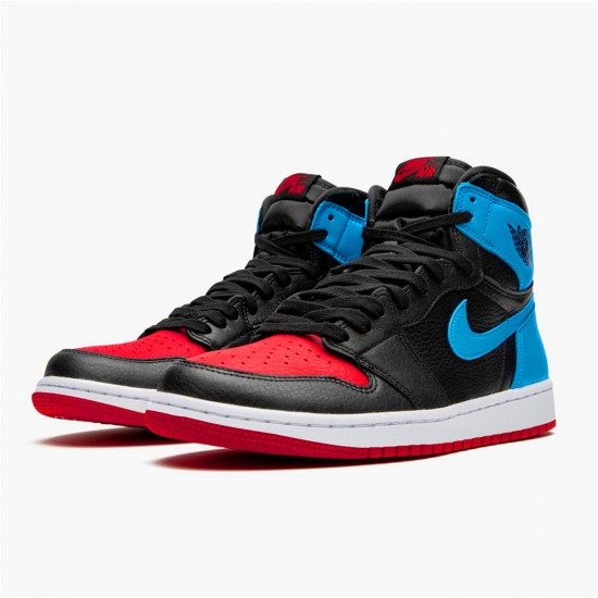 KicksOnFire Jordan 1 Retro High NC to Chi Leather (W) Black/Dark Powder Blue-Gym Red CD0461-046