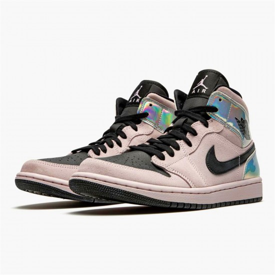 KicksOnFire Jordan 1 Mid Dirty Powder Iridescent (W) Barely Rose/Black-Black-Multi-Color BQ6472-602