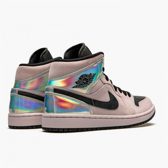 KicksOnFire Jordan 1 Mid Dirty Powder Iridescent (W) Barely Rose/Black-Black-Multi-Color BQ6472-602