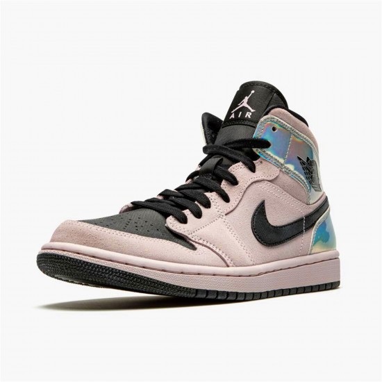 KicksOnFire Jordan 1 Mid Dirty Powder Iridescent (W) Barely Rose/Black-Black-Multi-Color BQ6472-602