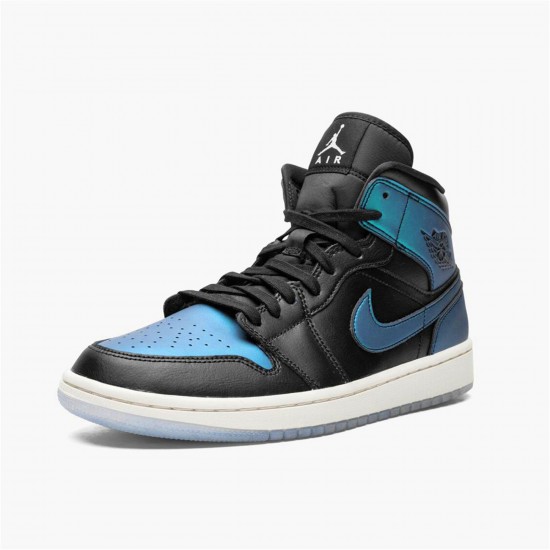 KicksOnFire Jordan 1 Mid Iridescent Black (W) Black/Pale Ivory-Multi-Color BQ6472-009