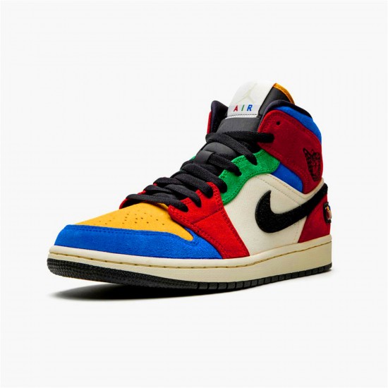 KicksOnFire Jordan 1 Mid SE Fearless Blue the Great Muslin/Varsity Red-Royal-Taxi-Black CU2805-100