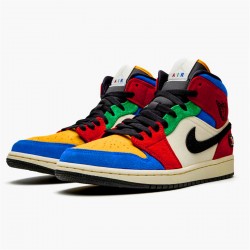 KicksOnFire Jordan 1 Mid SE Fearless Blue the Great Muslin/Varsity Red-Royal-Taxi-Black CU2805-100