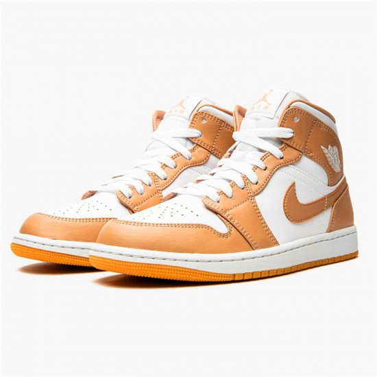 KicksOnFire Jordan 1 Mid Tan Gum Hemp/Gum Yellow/White 554724-271