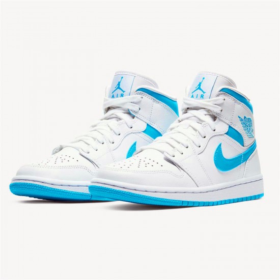 KicksOnFire Jordan 1 Mid UNC (W) White/Dark Powder Blue-White BQ6472-114