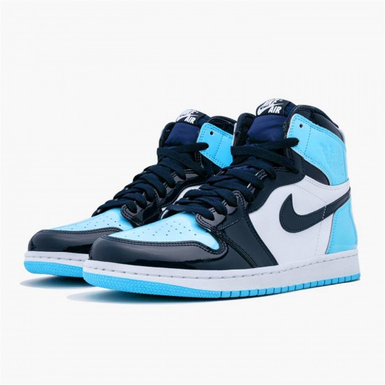 KicksOnFire Jordan 1 Retro High UNC Patent (W) Obsidian/Blue Chill-White CD0461-401