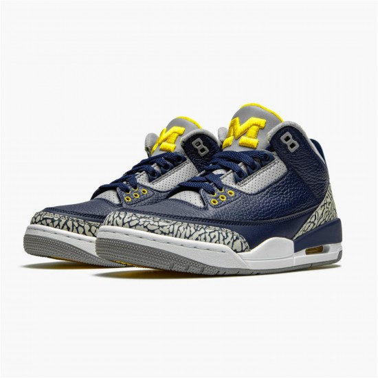 KicksOnFire Jordan 3 Retro Michigan PE Black/University Gold-Cement Grey AJ3-820064