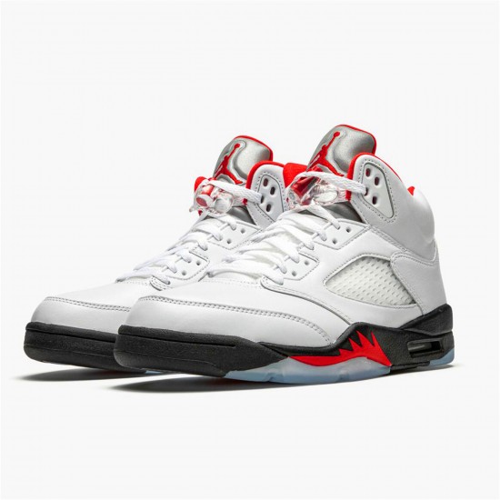 KicksOnFire Jordan 5 Retro Fire Red Silver Tongue (2020) White/Black-Metallic Silver-Fire Red DA1911-102